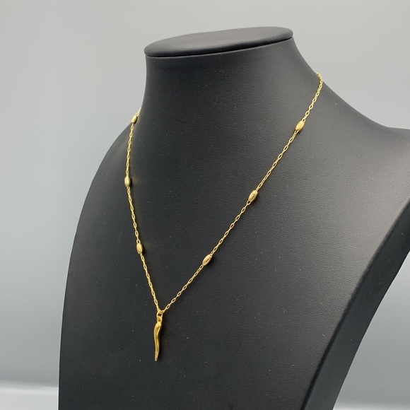 GOLD tone Italian horn necklace - Picture 2 of 4